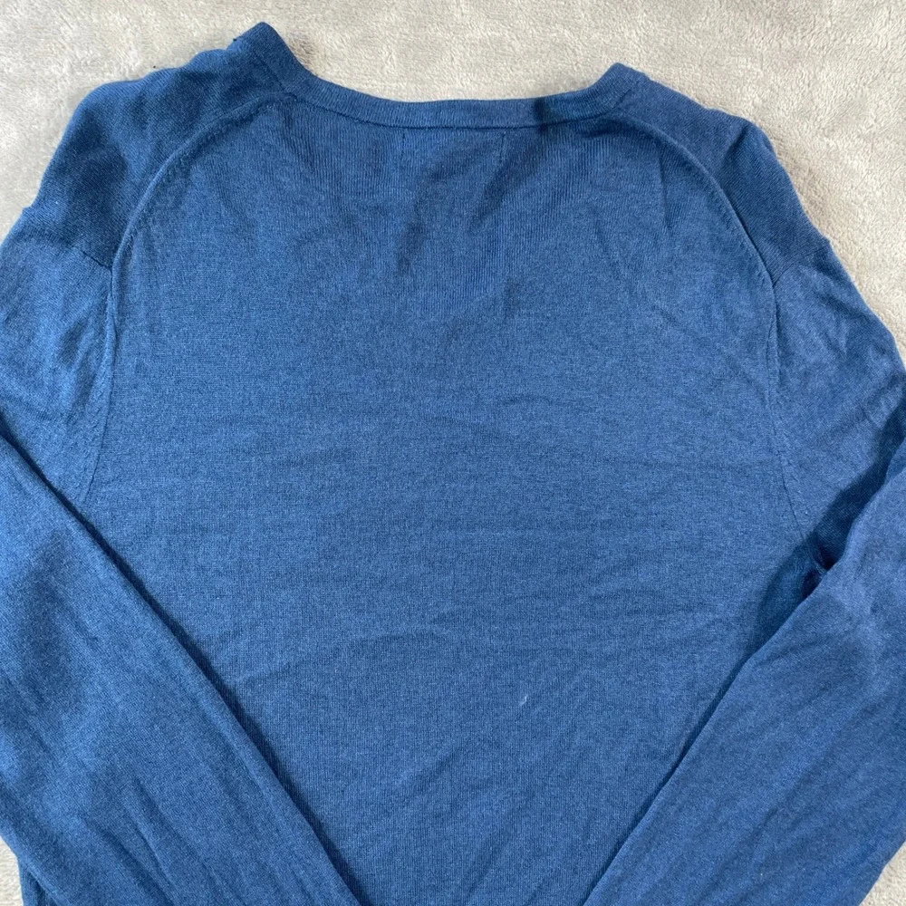 Banana Republic Sweater Mens Medium Blue Luxury Blend Silk Cashmere V Neck